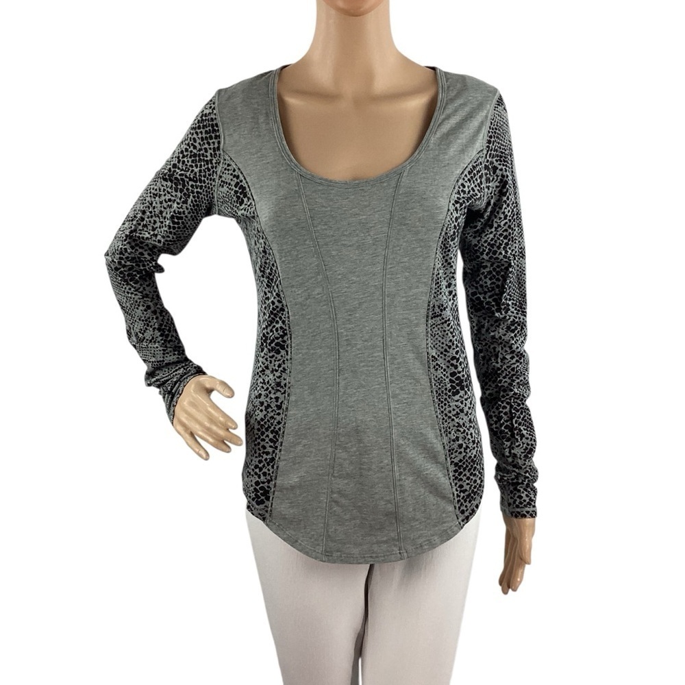 Lululemon Between the Lines Long Sleeve Top Grey Black Snake Print Size 8